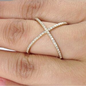 Lefonn Elegant Gold Crossover Ring Size 6